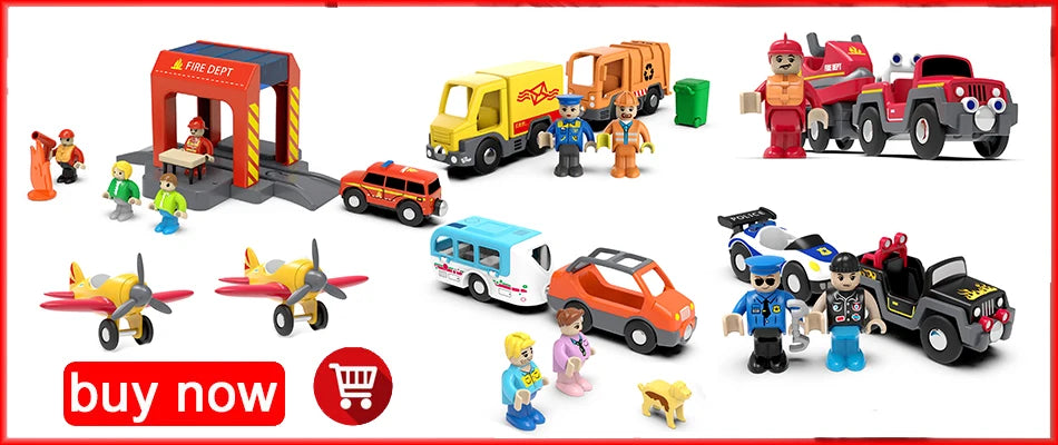 Magnetic Electric Train Car Locomotive Wooden Track Slot Diecast Railway With Two Carriages Train Wood Kid Toy Biro Leduo Track