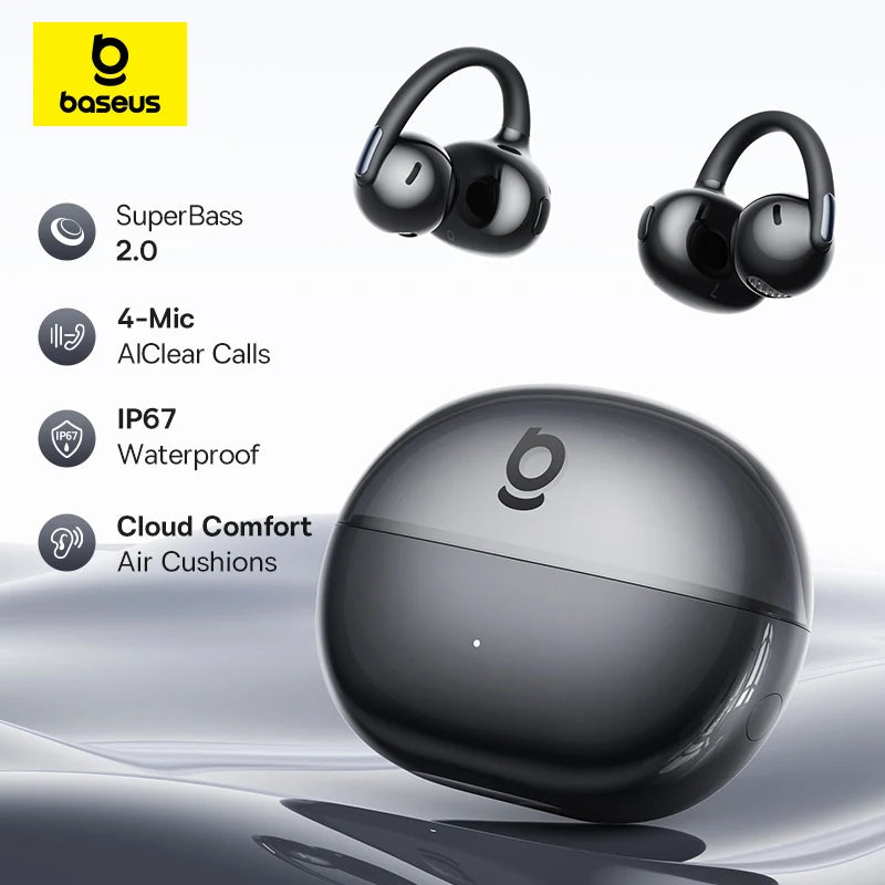 Baseus Bowie MC2 AIR Clip-on TWS Earbuds Ear Clips Wireless Earphones Bluetooth 6.0   Open earrings 4 Mic ENC Sports Headphone Main image