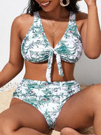 2026 Large Plus Size Bikinis Printed Bowknot Swimsuit Women High Waist Swimwear Female Bathers Bathing Swimming Swim Suit