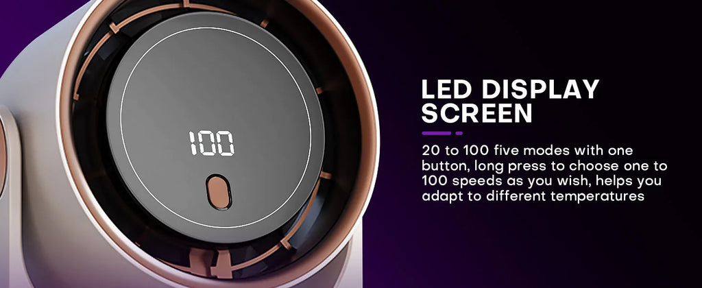 100 Level Bladeless Fan Portable Small Usb Charge Silent Desktop Digital Display High-speed Circulating Cooling Fan