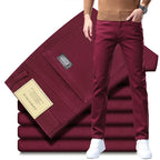 2026 98% Cotton Elastic Cotton Jeans Men's Spring Slim Straight Denim Pants Comfort Large Size Korean Business Casual Trousers