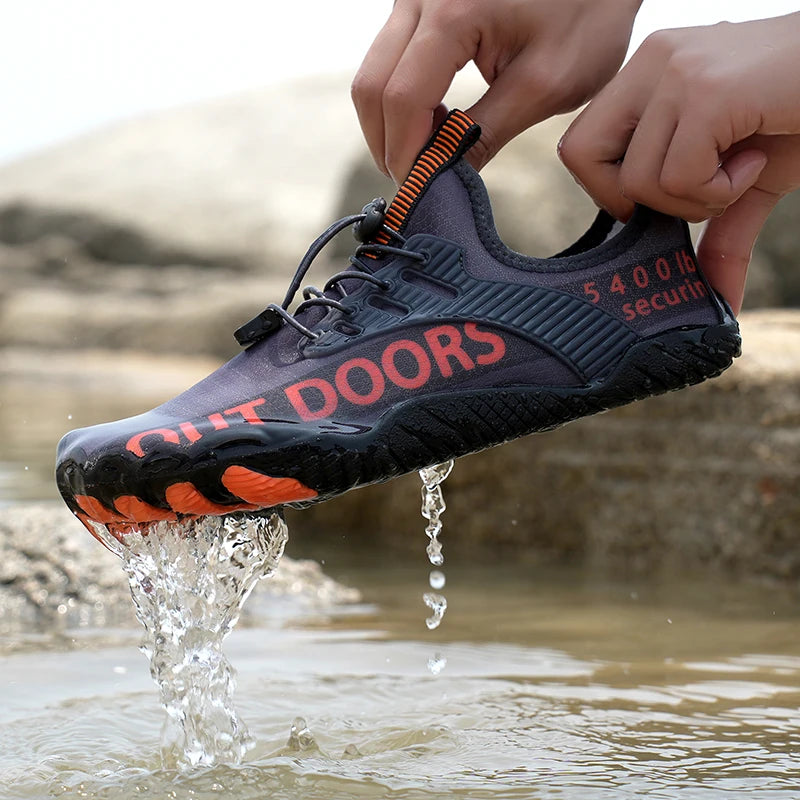 Men Water Sports Shoes Quick Dry Non-Slip Five Finger Shoes Outdoor Wading Swimming Barefoot Aqua Shoes Lightweight Sneakers