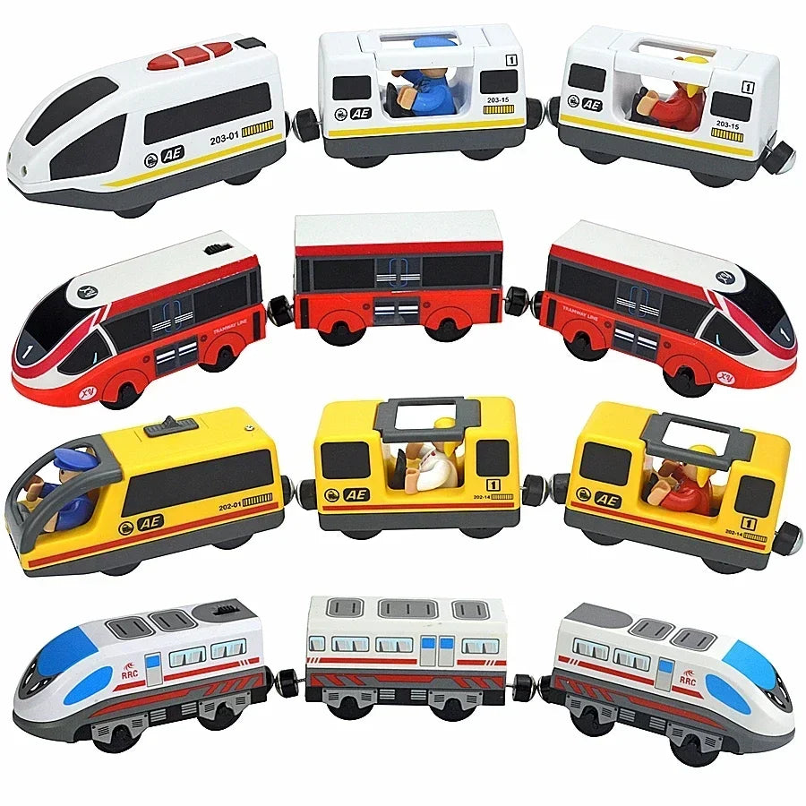 Wooden Train Toys Train Track Magnetic Set Electric Car Locomotive Diecast Slot Fit All Wood Brand Biro Railway Tracks For Kids Secondary image