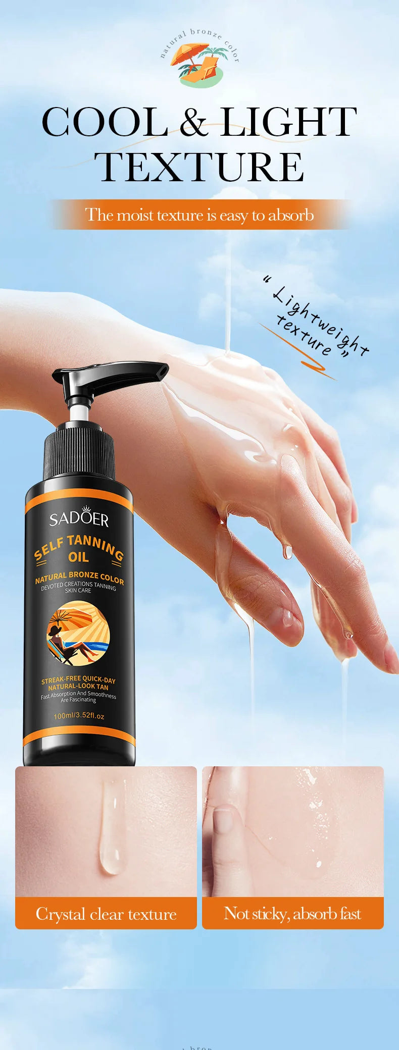 100ml Tanning Spray: Lightweight Texture, Moisturizing, Beautiful Black Tone, Creates a More Wild and Confident Look. Large Capacity, Beautiful Tan Finish, Streak-Free, Quick-Drying, No Tanning Effect.