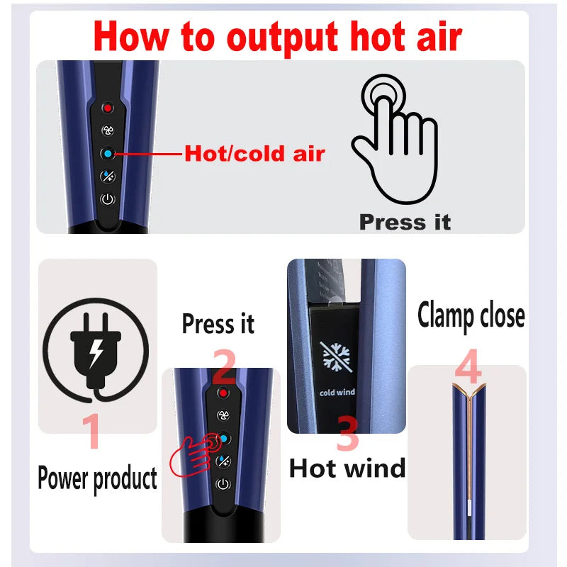 2-in-1 Hair Dryer and Flat Iron Dual Heat Negative Ion Hair Styler for Quick Drying and Straightening Travel Friendly Home Use