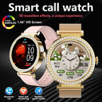 Fashion Zircon Smart Watch 1.46" AMOLED Screen 5.4 Bluetooth Call Heart Rate Temperature Monitoring Women Smartwatch Pedometer