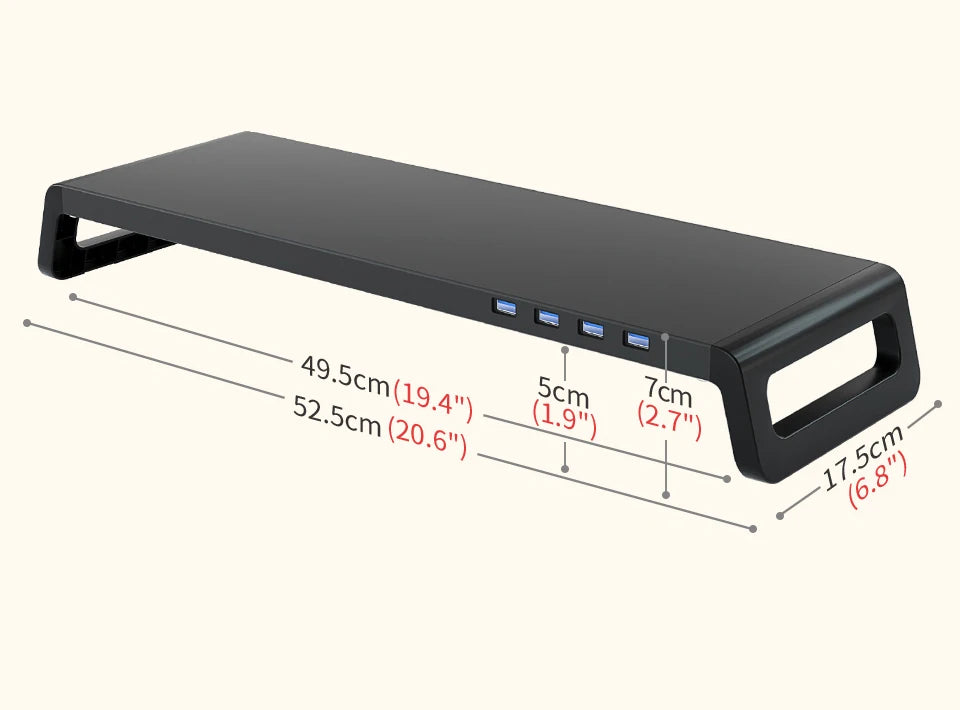 Monitor Stand Desk Monitor Stand Riser with USB 3.0 Hub Lightweight Sturdy Aluminium ABS Material Monitor Desk Shelf