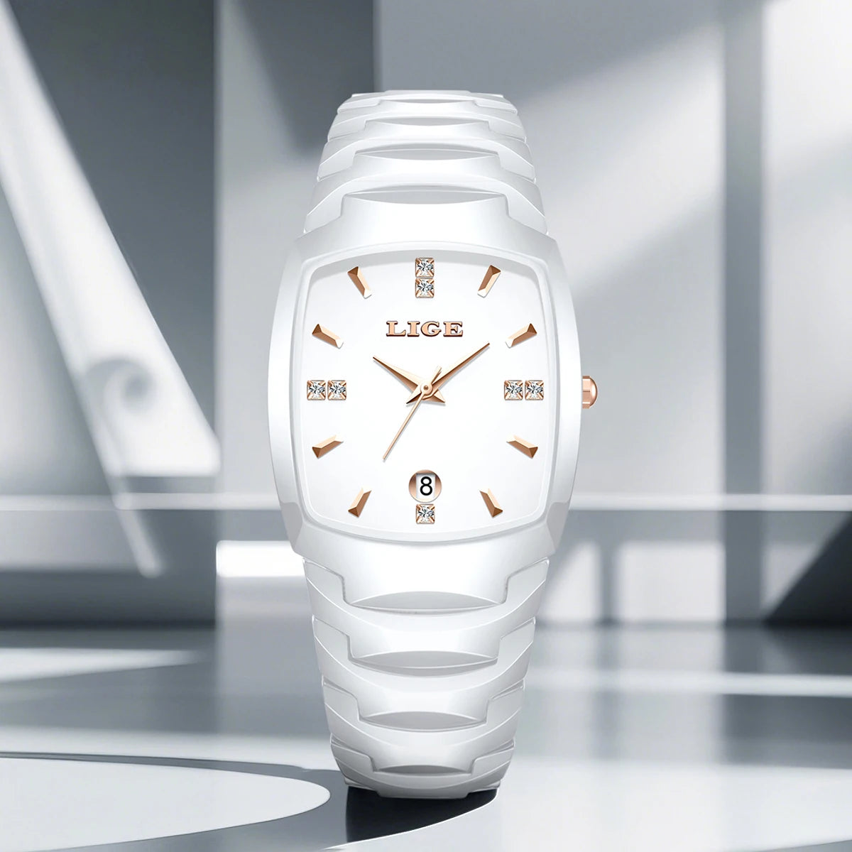 LIGE Fashion Luxury Woman Watch Simple Elegant Stainless Steel Casual Quartz Watches for Women Calendar Ladies Romantic Gift New