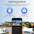 5MP Security Camera Outdoor Wireless 2.4G WIFI PTZ Auto Tracking Cameras Floodlight Color Night Vision IP66 Waterproof Two Way Audio Surveillance Cam