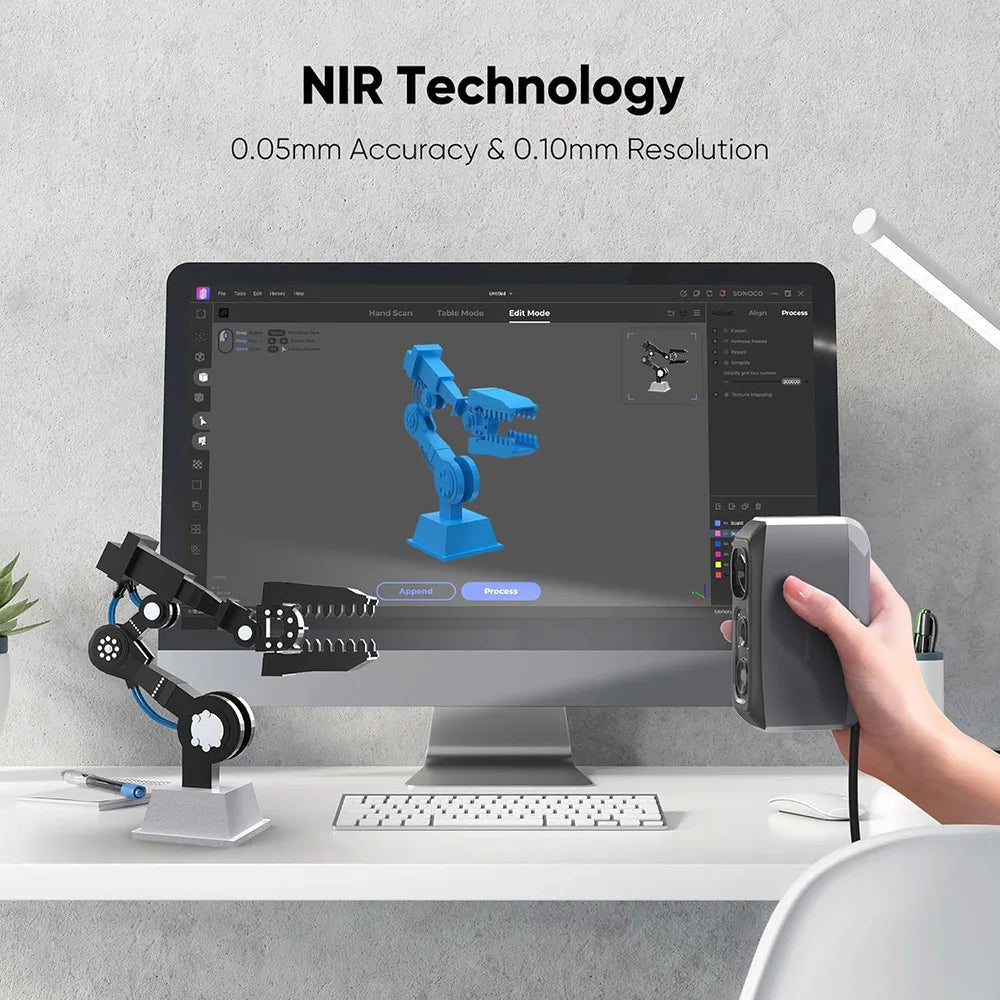 3DMakerpro Moose Lite 3D Scanner,Luxury, NIR Light Source,0.05mm Accuracy,24-bit Color Camera,10fps Frame Rate,Anti-Shake Lenses