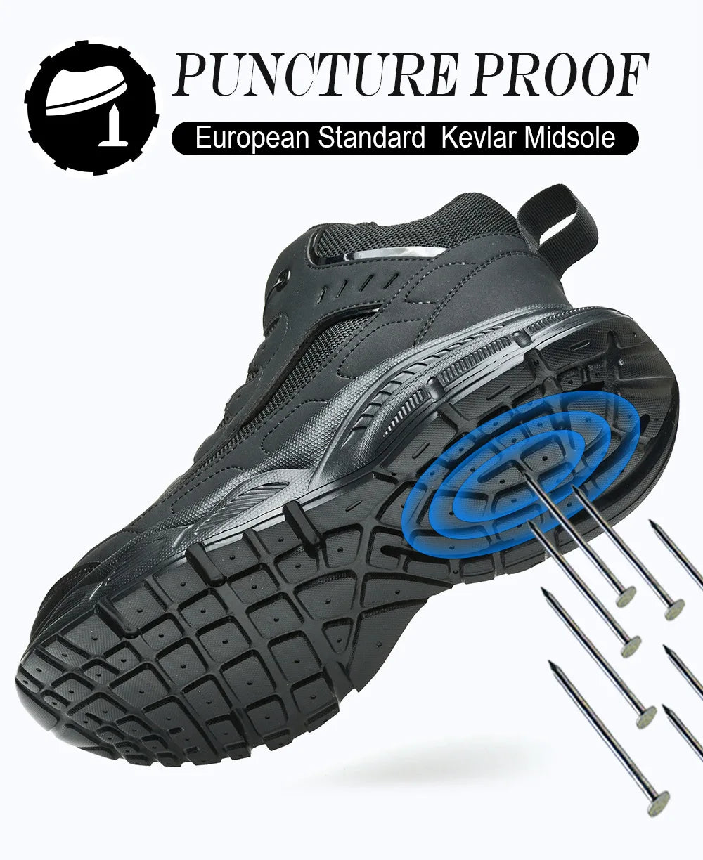 Rotary Buckle Safety Shoes for Man with Steel Toe Cap Anti-smashing, Anti-puncture, Anti-slip Work Safety Boots Industry Welding