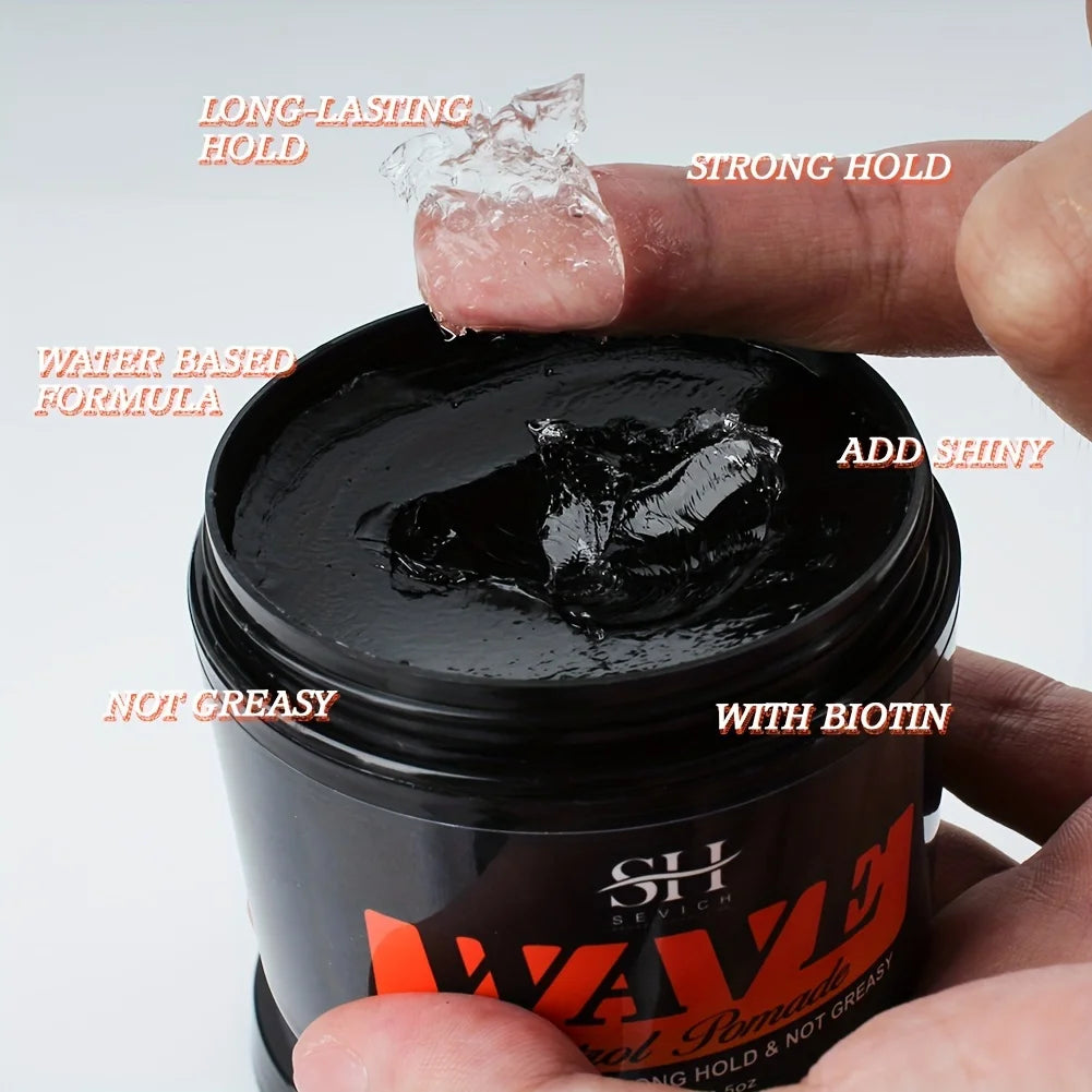 Deep Wave Control Pomade 360 Biotin Sport Strong Hold Wave Hair Gel With Brush Wavy Hair Oil Shampoo Conditioner Styling Care
