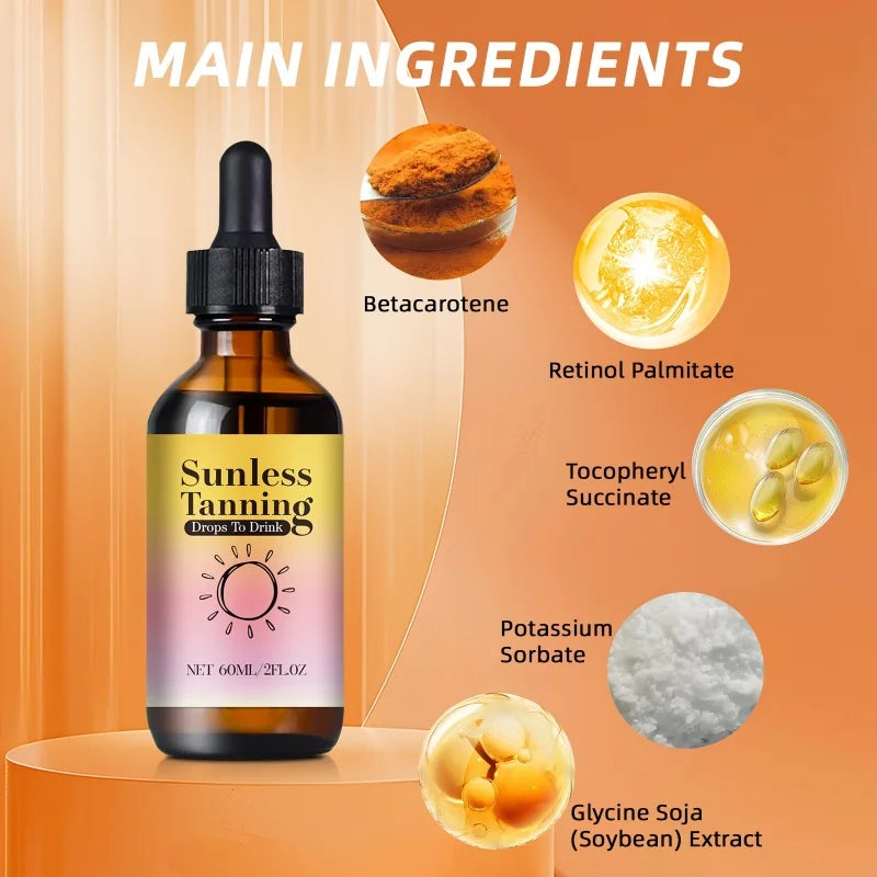 Vitamin-Enriched Tanning Drops 60ml - Beta-Carotene Formula Naturally Enhances Skin Color for a Sun-Kissed Glow Without UV. Secondary image