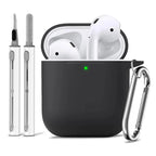 Silicone Cases With Hook For Airpods1/2 Protective Shockproof Wireless Earphone Cover For Airpod 2 1 Box Bags With Cleaner Kit