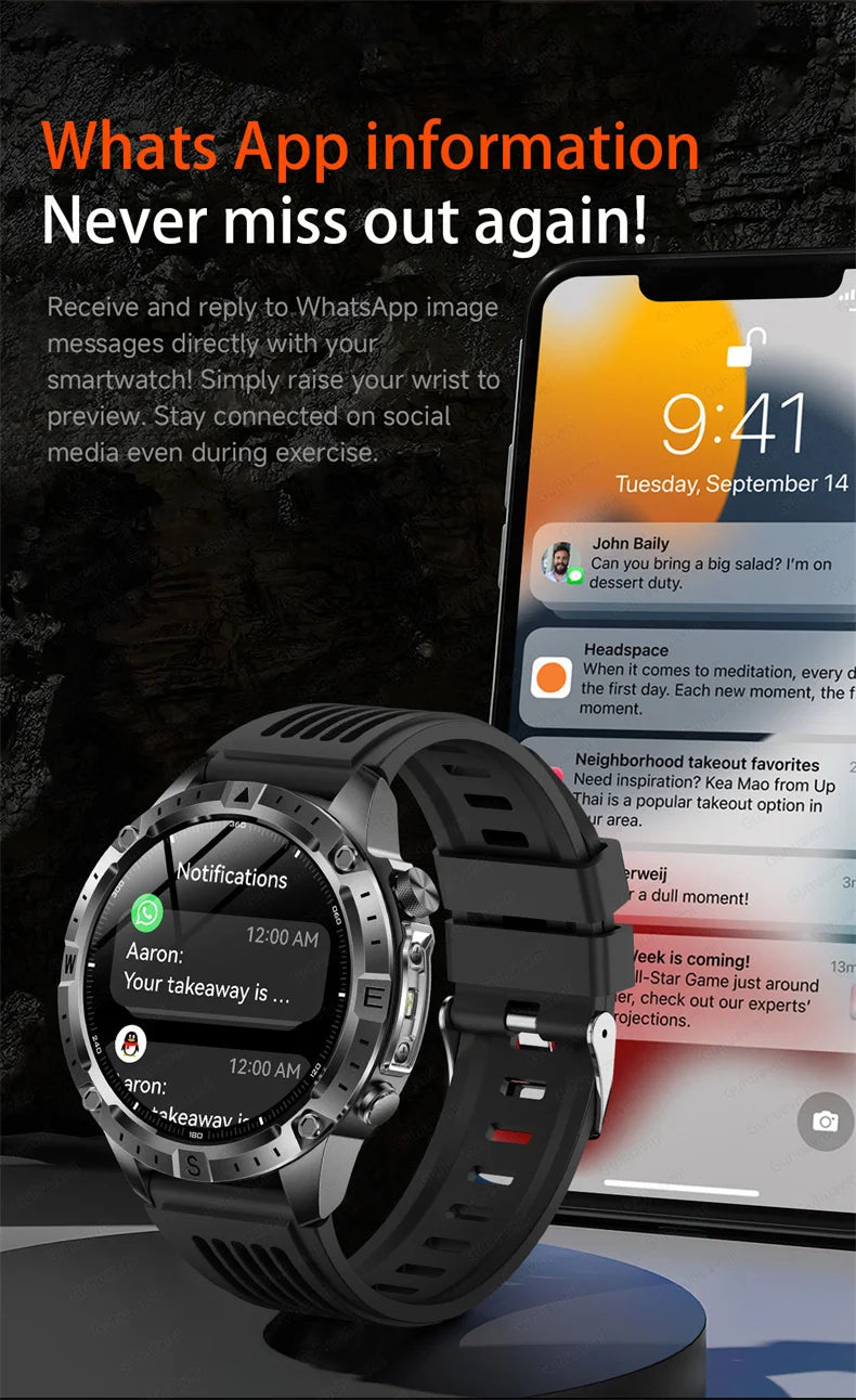 GPS Sports Smartwatch Men Women Swim Waterproof Fitness Tracker 2GB Memory Offline Maps  SpO2 Rugged Outdoor Smartwatch for Men