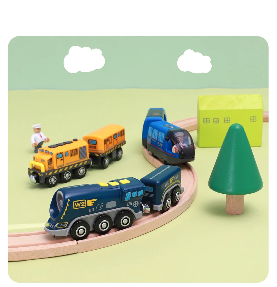 Battery Operated Locomotive Pay Train Set Fit for Wooden Railway Track Powerful Engine Bullet Electric Train for Boys Girls Gift