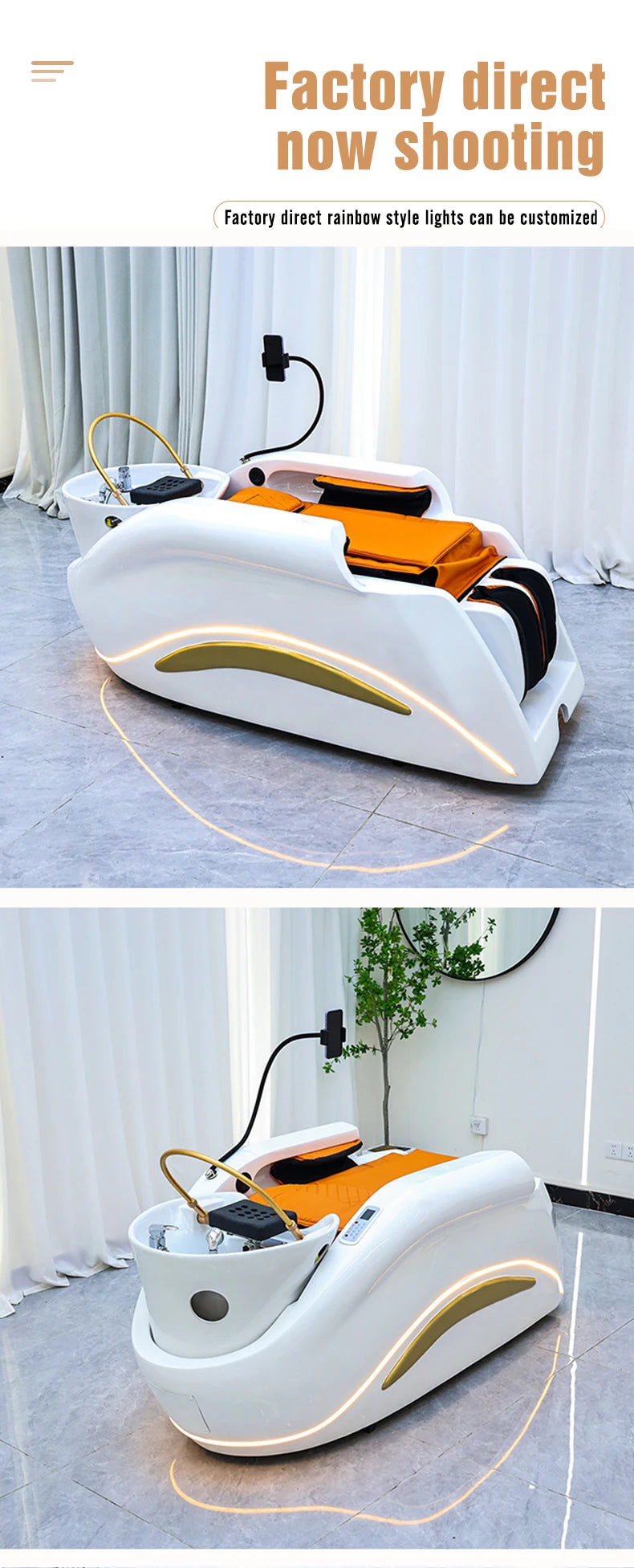 Electric adjustable hair spa chair head washing station shampoo massage bed for salon shop