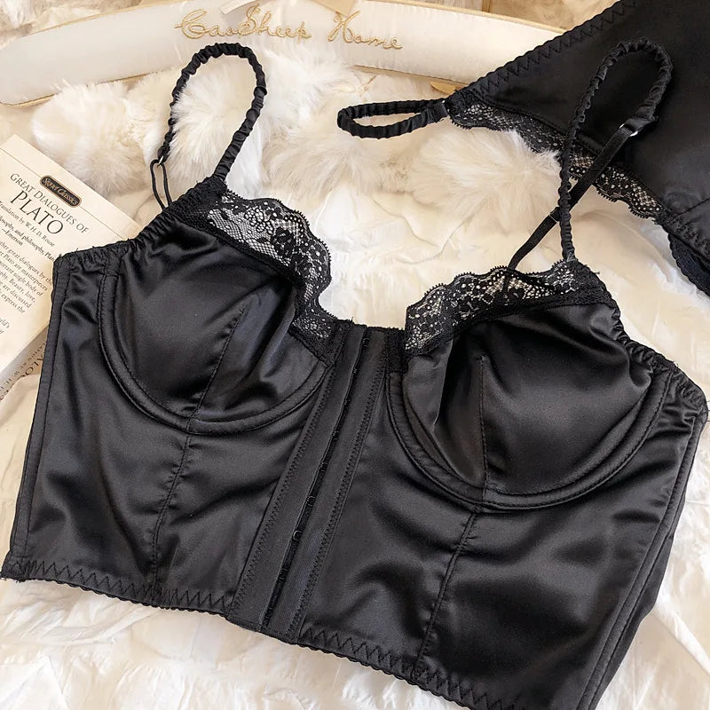 Summer Women Lingerie Set French Sexy Lace Ultra Thin Bra Set Silk Fabric Comfort Adjustable Strap Bralette Thongs Underwear Set
