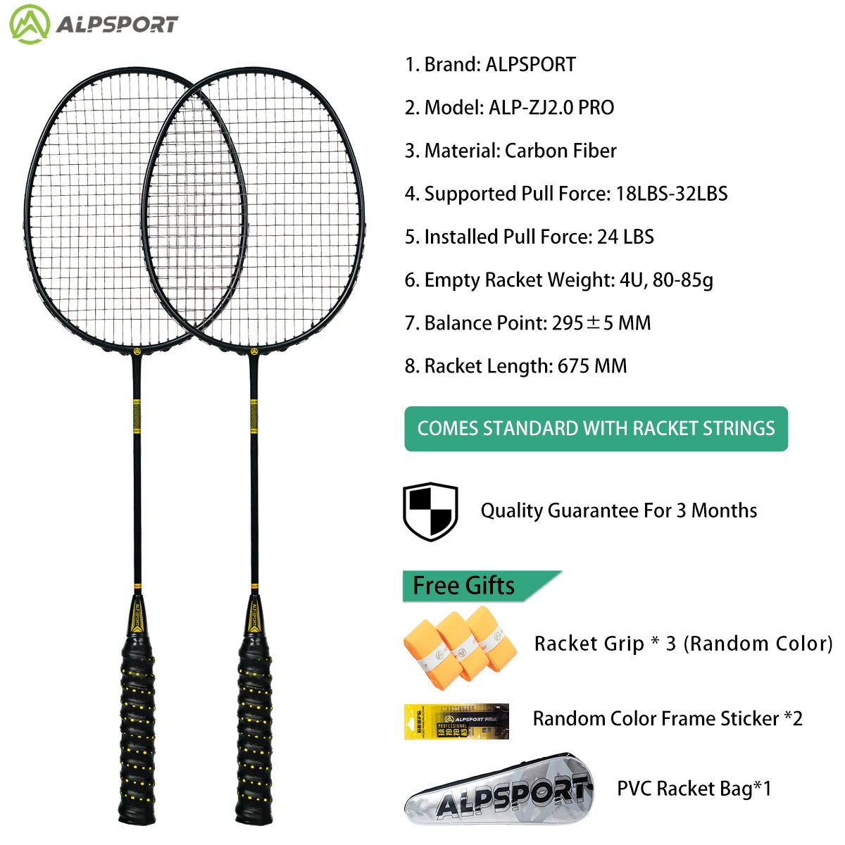 ALP ZJ2.0 Pro 4U 85g 100% Carbon Fiber + Titanium Alloy Badminton Racket Ultra-light Sports Equipment Racket Badminton Training