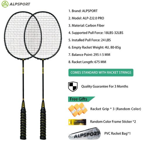 ALP ZJ2.0 Pro 4U 85g 100% Carbon Fiber + Titanium Alloy Badminton Racket Ultra-light Sports Equipment Racket Badminton Training