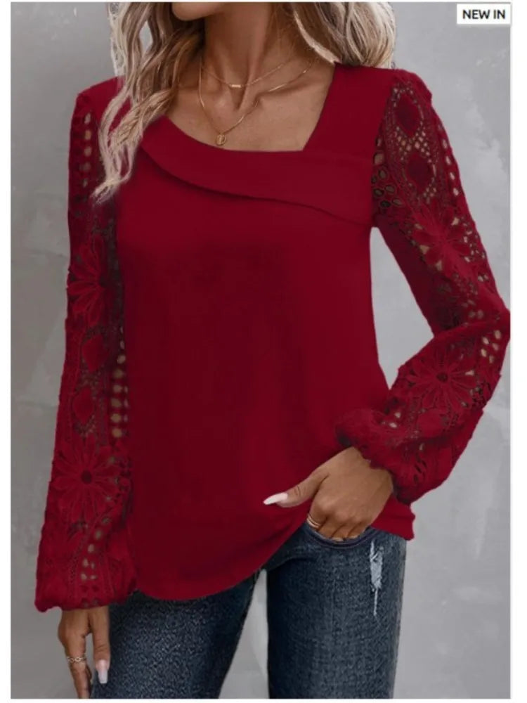 Fashion White Lace Blouse Women 2023 Casual New Arrivals Shirts And Blouses Elegant Female Loose Long Sleeve Tops