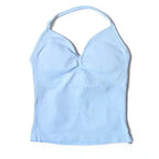 Gym Beautiful Open Back Bra Running Workout Impact Halter Longline Strappy Top Sports Yoga Vest Women's Fitness Tank Top