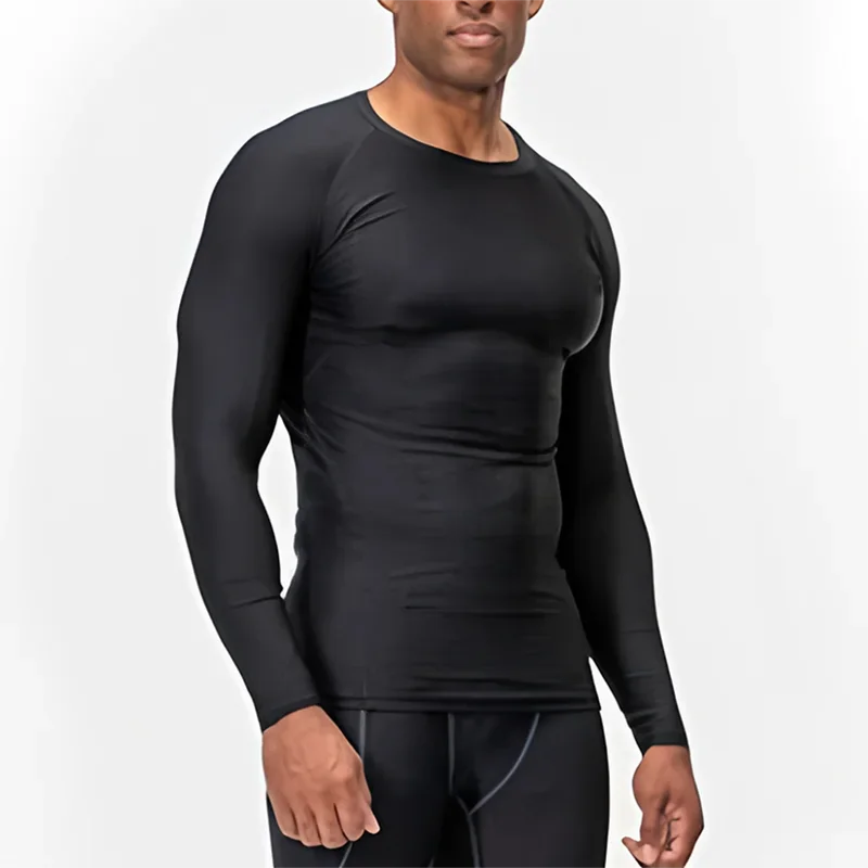 Plain Spring Mens Training Sport T-shirts Quick Dry Tight Long Sleeve Compression Shirt Sportswear Gym Clothing Fitness Shirts