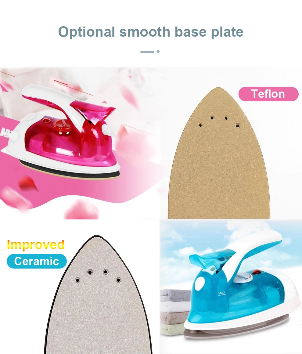100-240V Mini Iron Handheld Garment Ironing Machine Ceramic soleplate Wet Dry Dual use Clothes Fabric Ironing Portable fortravel