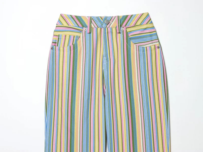MUJER Striped Baggy Jeans Woman Low Rise Wide Leg Jeans Pants for Women New Boyfriend Jeans Women Straight Women's Denim Pants