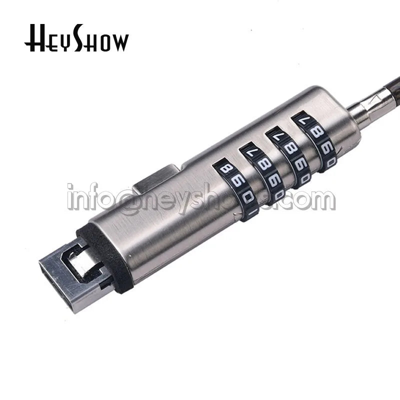 4-Digit Password Protected USB Port Laptop Security Lock Notebook Anti-Theft Combination Lock With Security Steel Lock Cable