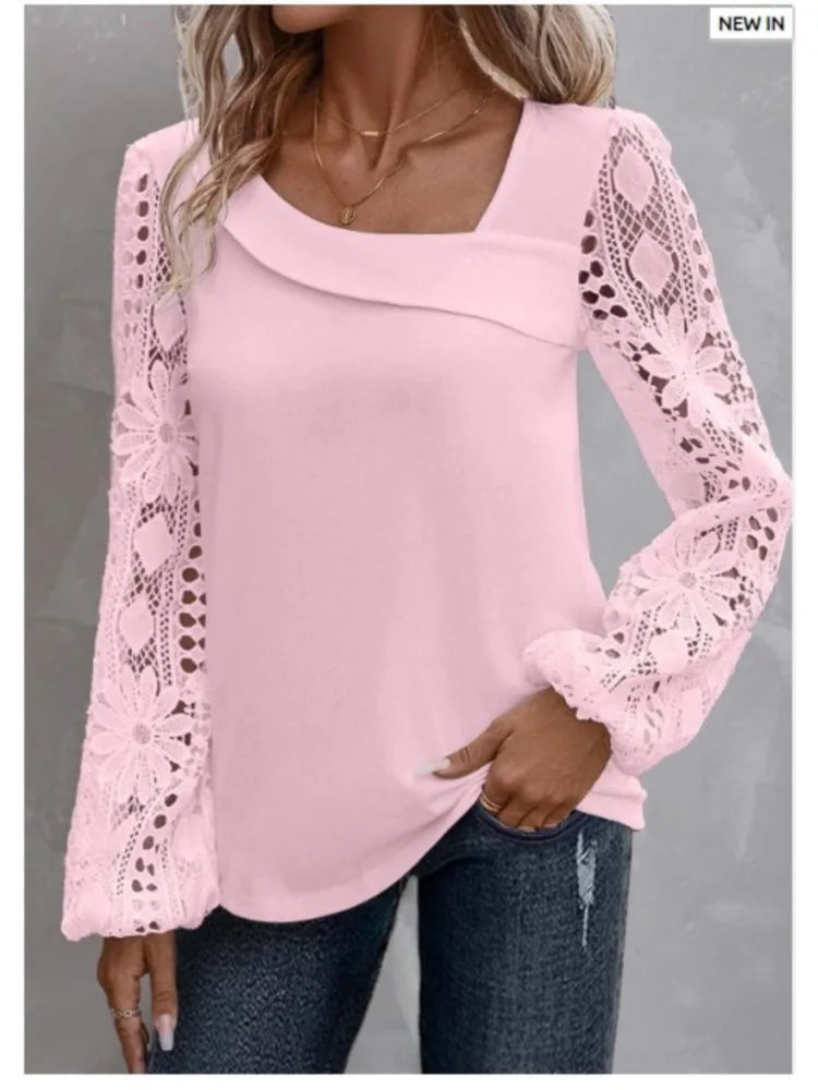 Fashion White Lace Blouse Women 2023 Casual New Arrivals Shirts And Blouses Elegant Female Loose Long Sleeve Tops