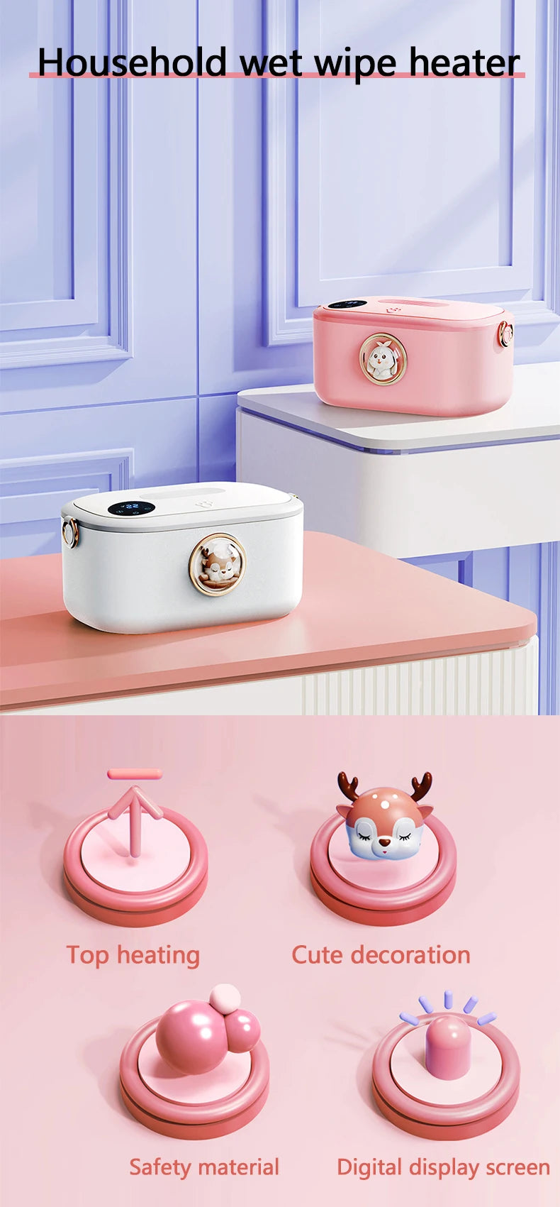 DMWD Household Wipes Heater Wet Towel Dispenser Facial Mask Warmer Electric Baby Tissue Heating Machine 0-55℃ Constant Temp 220V