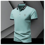 Summer men's POLO shirt fashionable ice silk quick drying short sleeved T-shirt solid color loose fitting business collar top