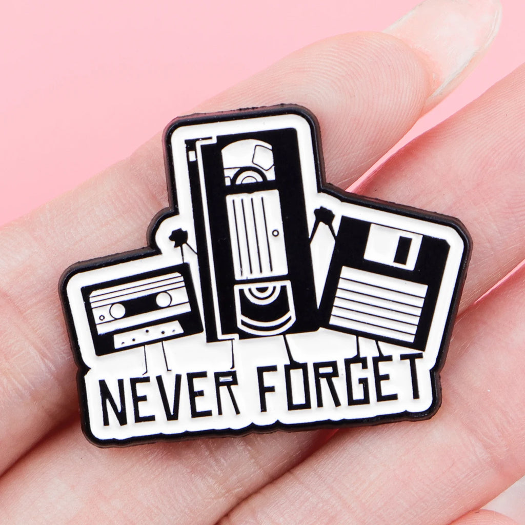 Retro 80s 90s Enamel Pins Vintage Cassette Tape Brooches Old School Lapel Pins for Backpacks Jewelry Gift For Friends