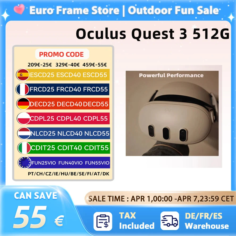 Oculus Quest 3 512G All-IN-ONE Headset With Integrated Head VR headset Motion Sensing Game Console Smart Glasses Quest 3 512g