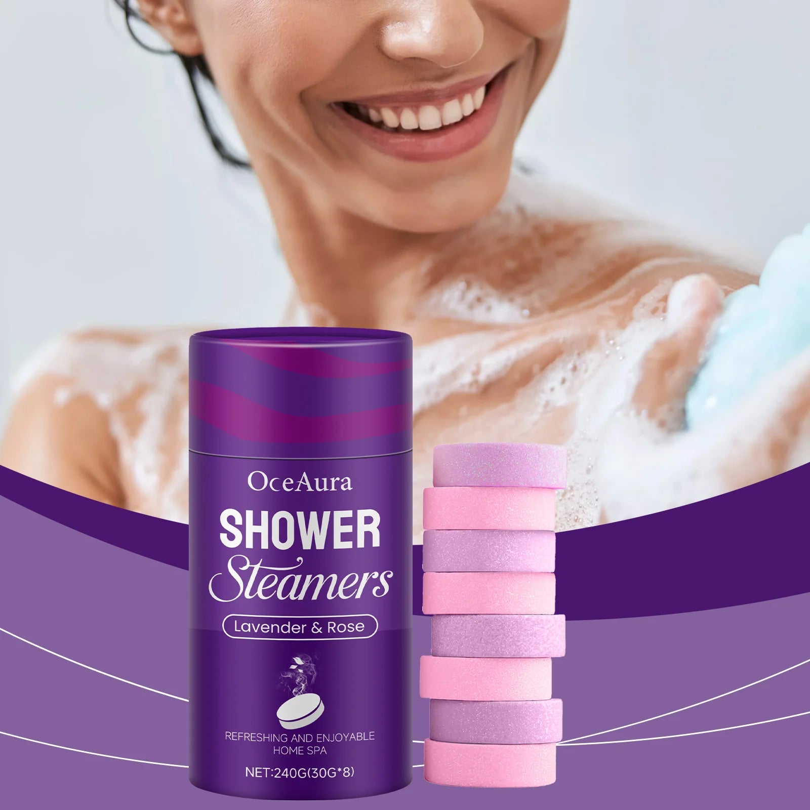 Rose Lavender Aromatherapy Shower Steamers Tablets Home Spa Relax Body Mental Relaxation Bath Products Shower Steamers Tablets Main image