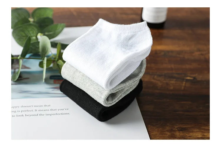 10/20/30Pairs Men's Socks Ankle Socks White Black Breathable Comfy Sweat-absorbing Boat Socks Unisex Casual Solid Short Socks
