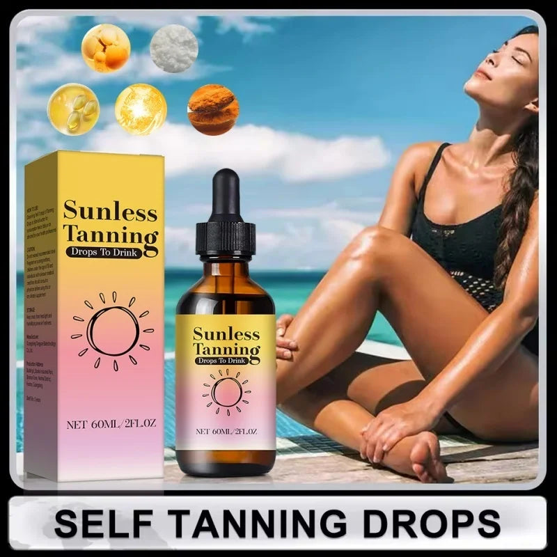 Vitamin-Enriched Tanning Drops 60ml - Beta-Carotene Formula Naturally Enhances Skin Color for a Sun-Kissed Glow Without UV. Main image