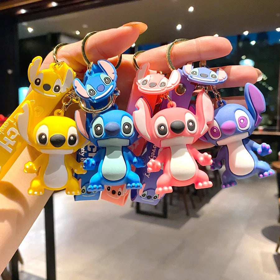 Brand New Red Stitch Keychain Bandai Stitch Figure Doll Keyring Bag Pendent Car Ornaments Key Accessories Kids Toy Xmas Gifts