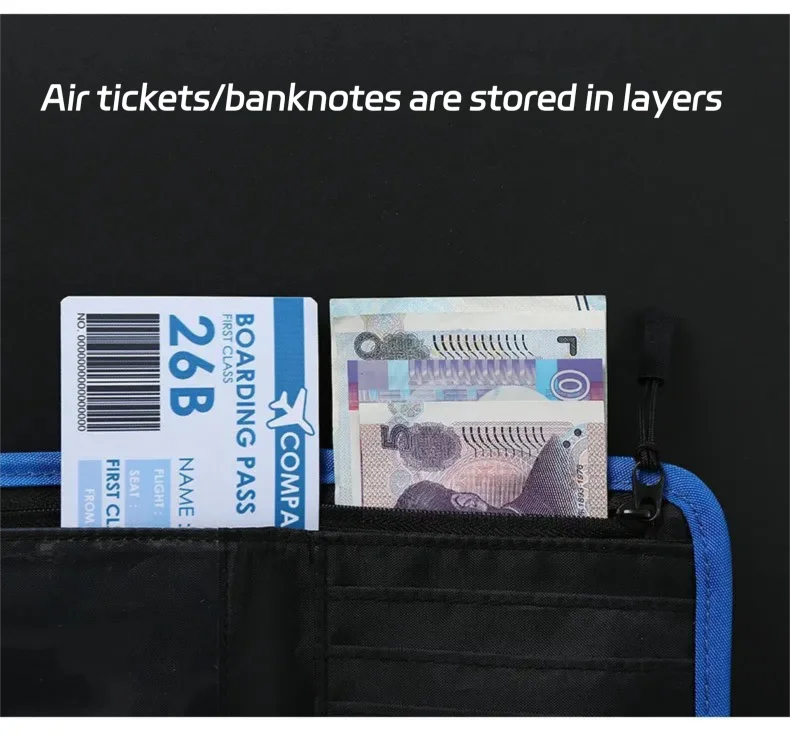 RFID Travel Wallet Passport Holder Credit Card Organizer Zipper Pouch Document Organizer Anti Theft Travel Accessories