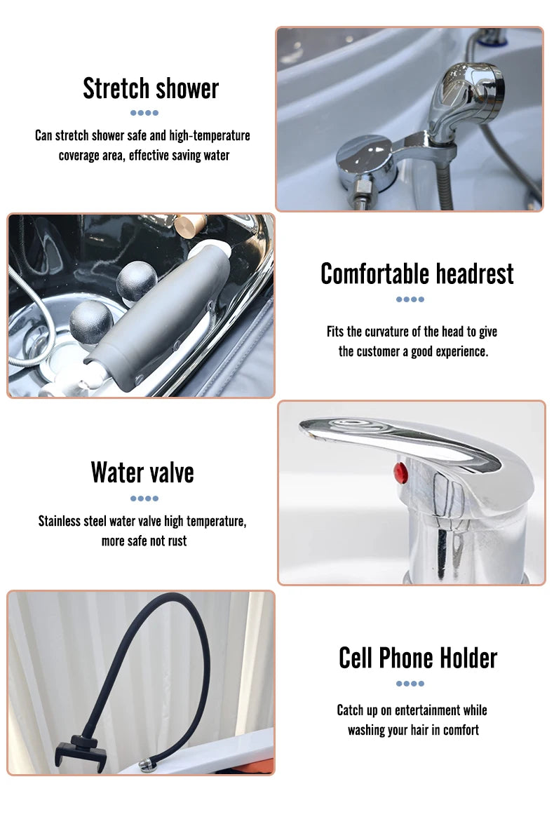 Professional Hot Sell Electric Lay Down Salon Head Spa Massage Shampoo Bed With Head Therapy and Steamer
