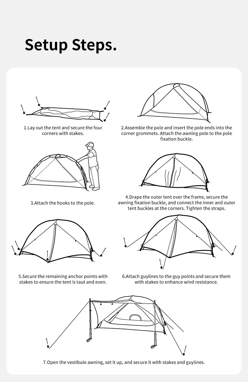Naturehike Mongar UL 2 Tent 2 Person Backpacking Tent 20D Ultralight Travel Tent Waterproof Hiking Survival Outdoor Camping Tent