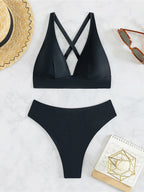 S - XL Cross Back Mini Micro Thong Bikini Female Swimsuit Women Swimwear Two-pieces Bikini set Bather Bathing Suit Swim K5022