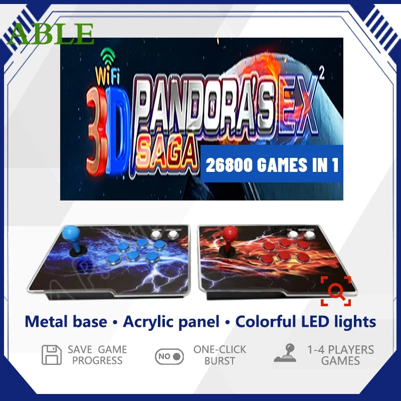 Pandora Saga DX2 26800 Game in 1 Split Box Console Arcade 2-Player Plug-Play Classic Retro 3D Game Family 720P HD