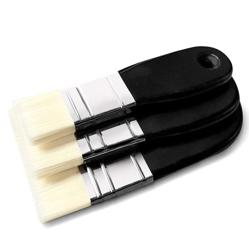 3 Pcs Oil Painting Nylon Pen Set Gouache Acrylic Small/Medium/Large Sizes Flat Head Brush Wood Handle Painting Tools for Fine Main image