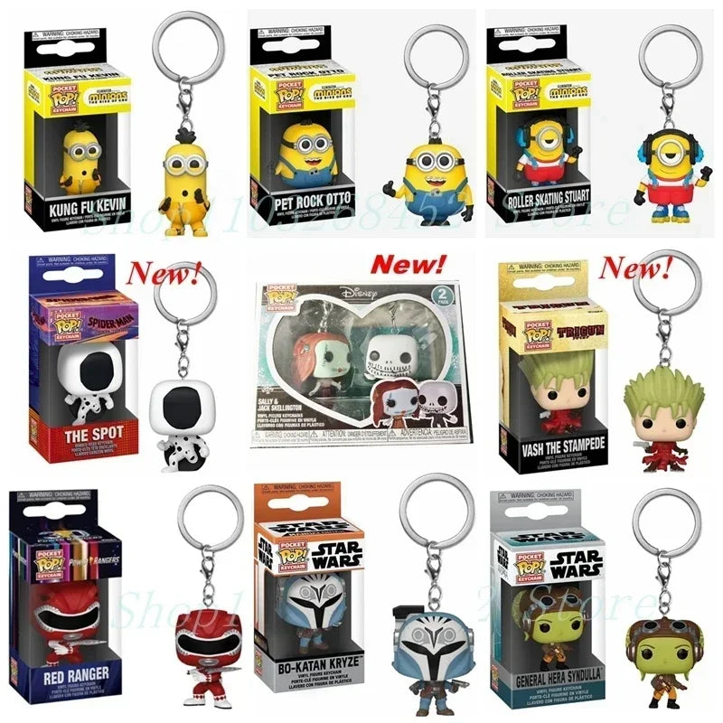 2026 Funko Keychains Ranger Red Blue Pink Minion Kevin Otto Stuart Spider Spot Vash Ahsoka Inuyasha Homer Sam Sally Figure Toys Secondary image
