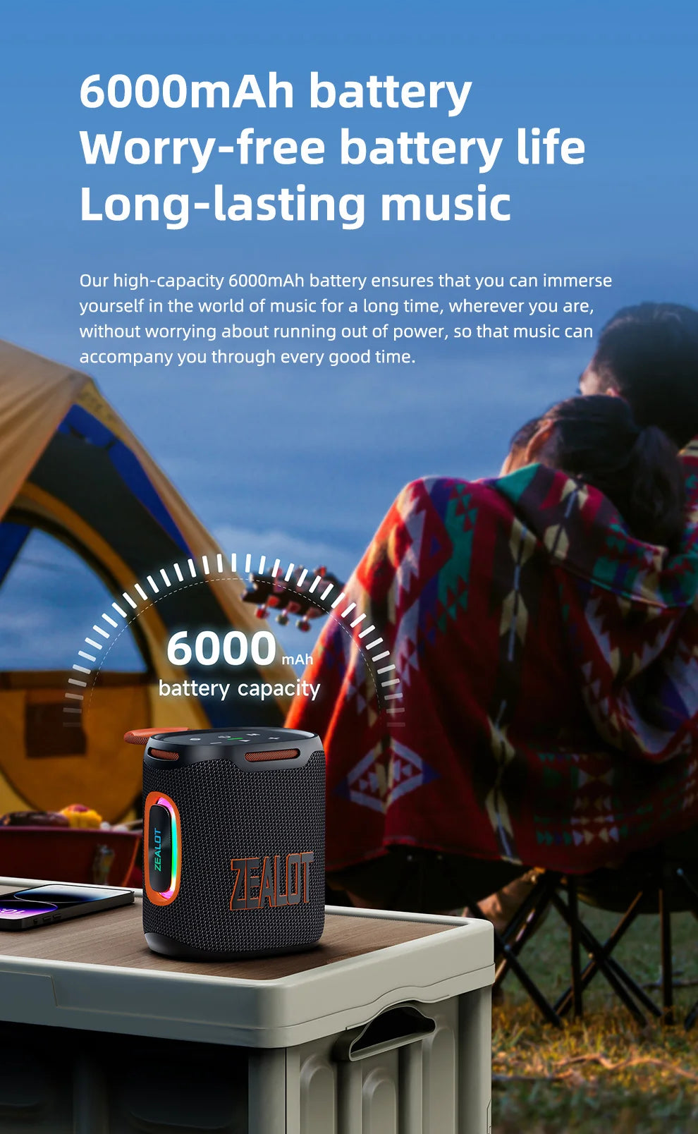 S122 25W Wireless Bluetooth Speaker Outdoor Portable Mini Waterproof Speaker with Light 6000mAh Battery Bass Boost for Outdoor