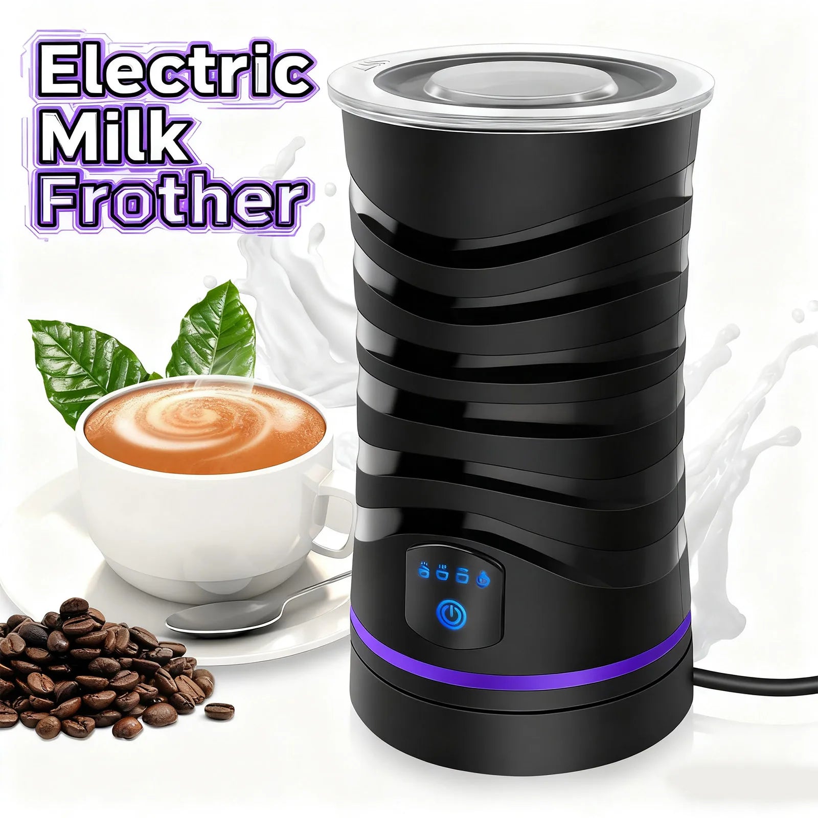 Milk Frother Electric 4 in 1 - Automatic Milk Frothers 600ml Large Capacity Milk Steamer Silent Operation Milk Heater and Warmer