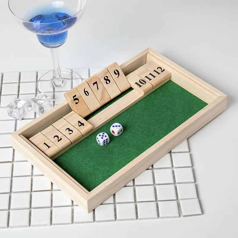 Wooden Shut Box Dice Board Game Classic Tabletop Version With 12 Numbers Pub Style Traditional Family Party Board Game Indoor