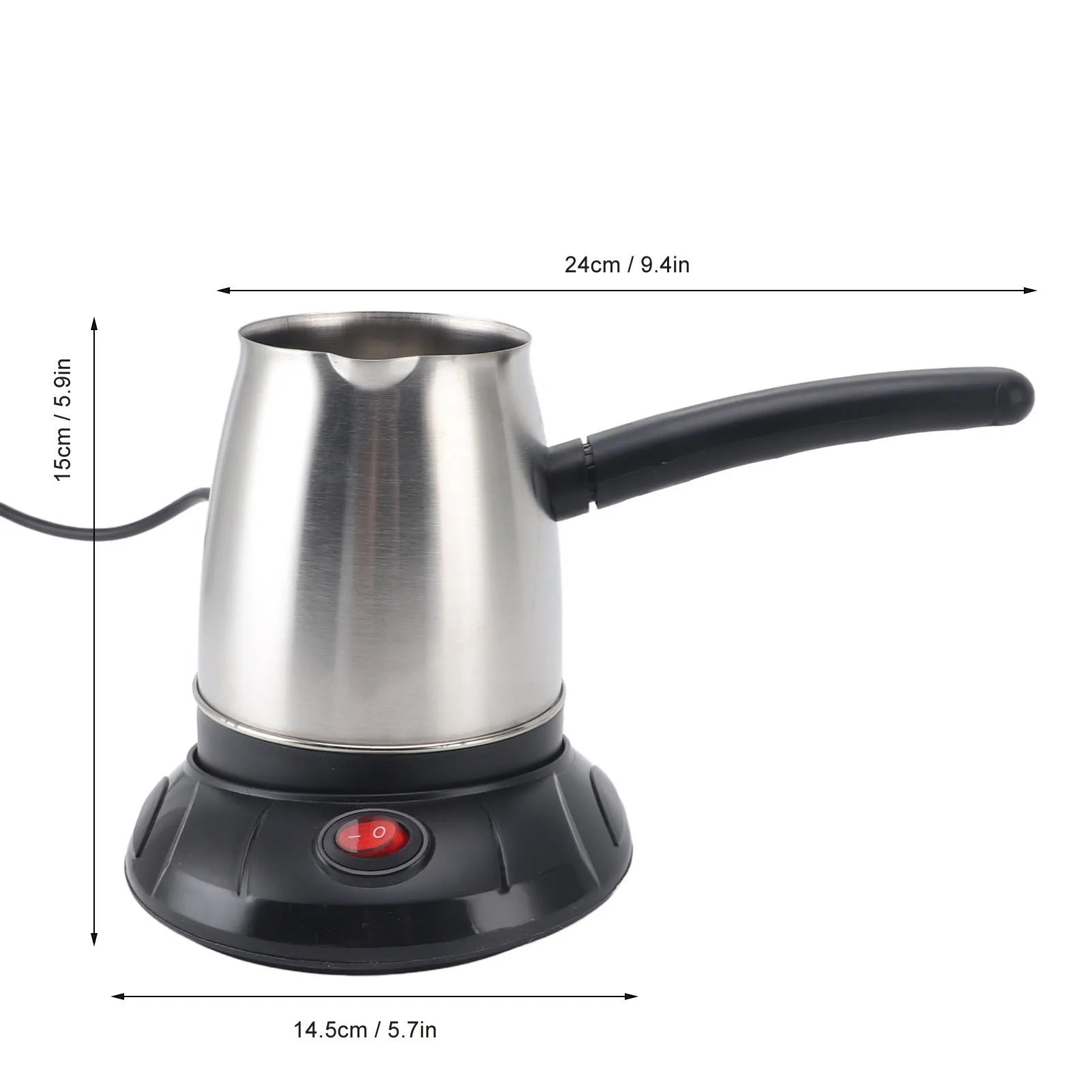 500ml Stainless Steel Electric Turkish Coffee Maker Pot with Long Removable Handle for Tea And Milk